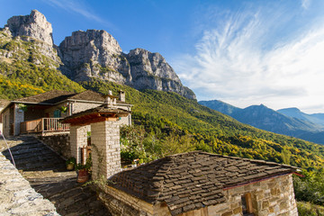 Traditional stone architecture in the village Mikro Papigko, Epirus, Greece