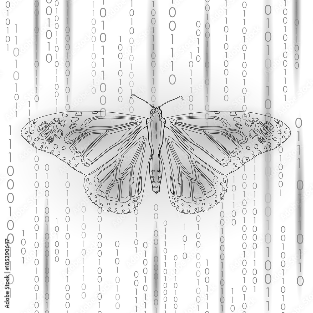 Poster technology nature concept. binary code butterfly life ecology innovation inspiration computer digita