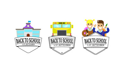 Flat style logo collection to school theme. Vector illustration.