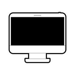 desktop computer front view in black silhouette