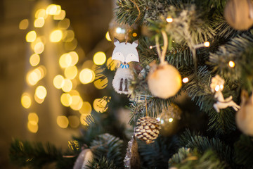 Obraz na płótnie Canvas Christmas decorations, Christmas tree, gifts, new year
