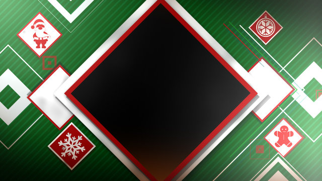 Concentric Animated Diamonds Overlay with Holiday Elements
