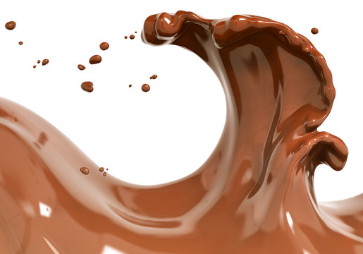 Splash chocolate 3d rendering
