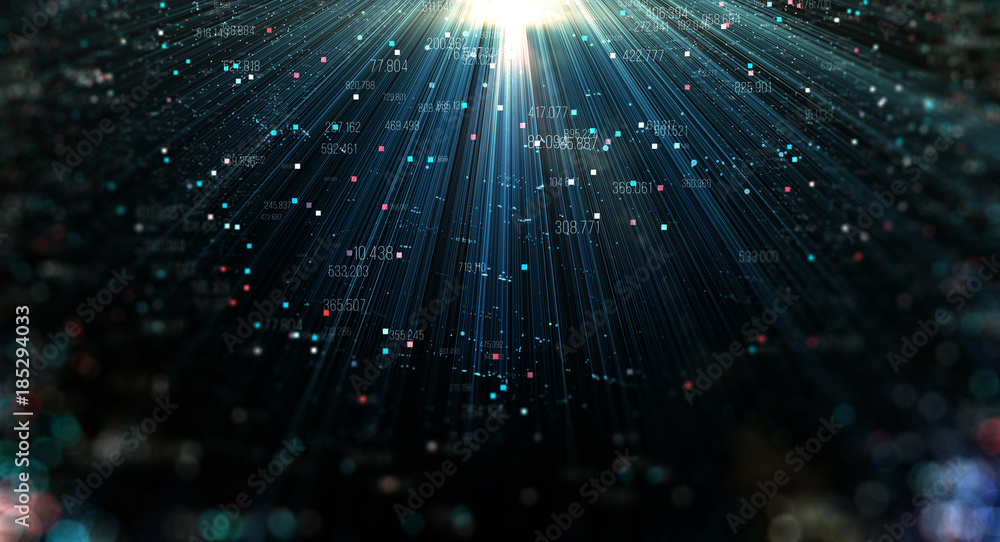 Poster Transfer and storage of data sets/Data transmission channel. Motion of digital data flow. Transferring of big data