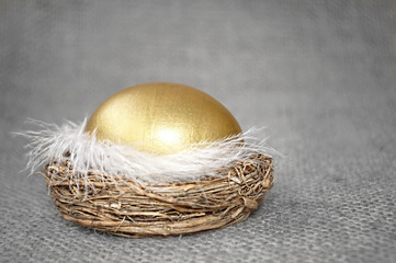 Golden Easter egg in the nest  