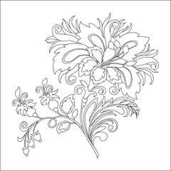 contour of flower with ornaments