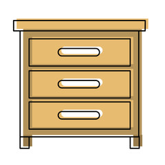 chest of drawers front view in watercolor silhouette