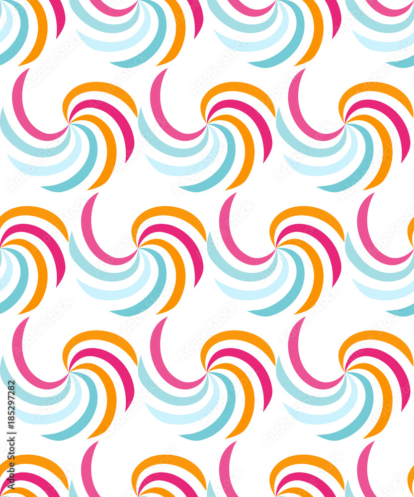 Poster abstract geometric seamless pattern. movement of spirals and circles.