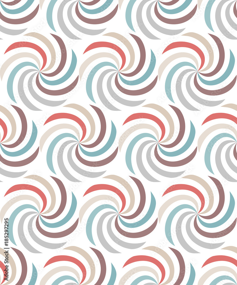 Poster abstract geometric seamless pattern. movement of spirals and circles.