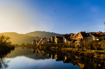 Frohnleiten Austria Golden Hour Village at river mur