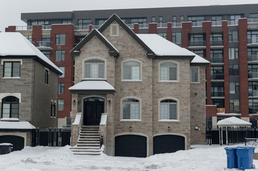 Expensive house in snow, Montreal, Canada