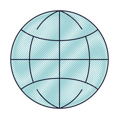 world globe flat icon in colored crayon silhouette