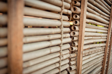 Blinds made of bamboo.