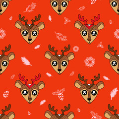 Cute kids deer pattern for girls and boys. Colorful deers on the abstract background create a fun cartoon drawing. The pattern is made in neon colors. Urban deer backdrop for textile and fabric.