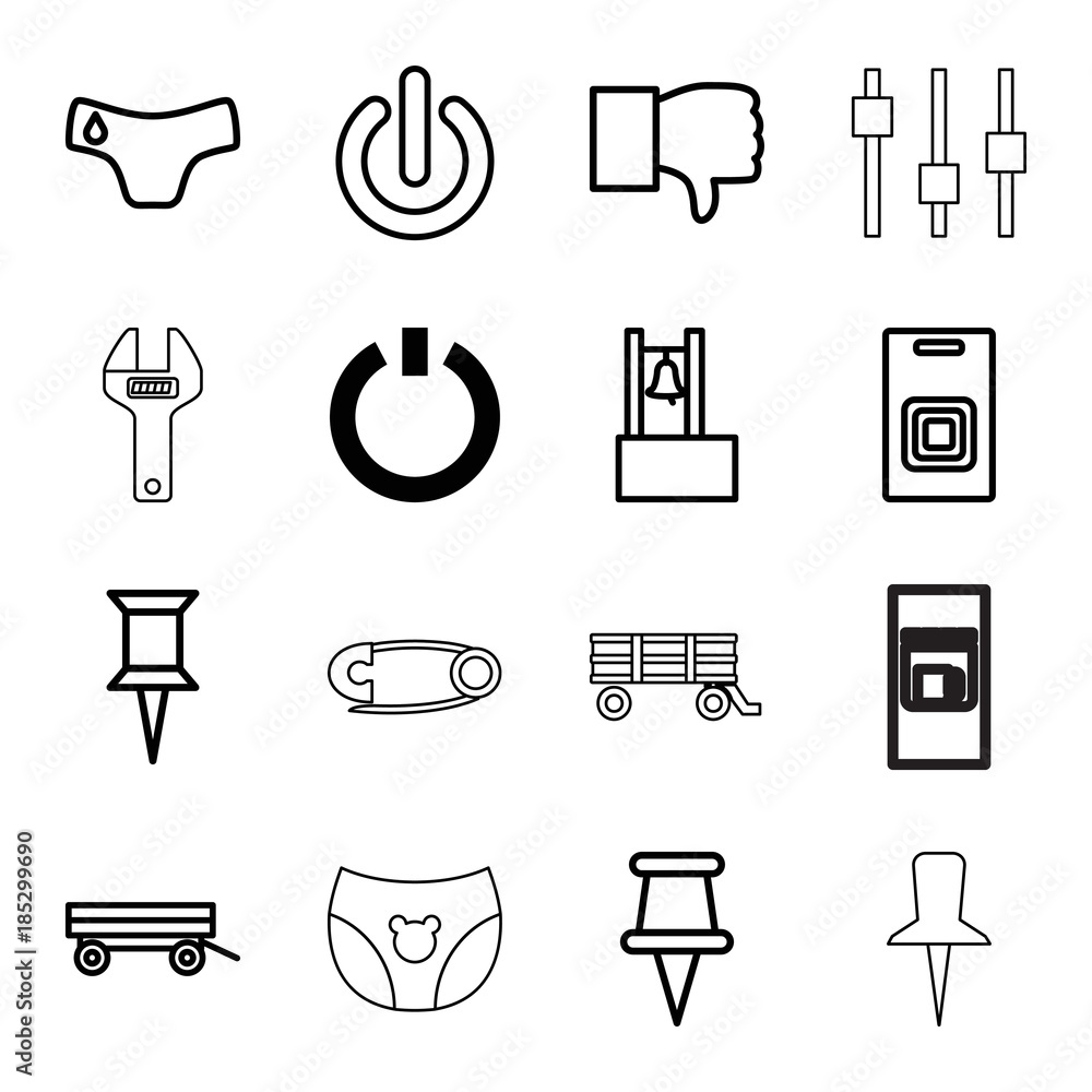 Poster Push icons. set of 16 editable outline push icons