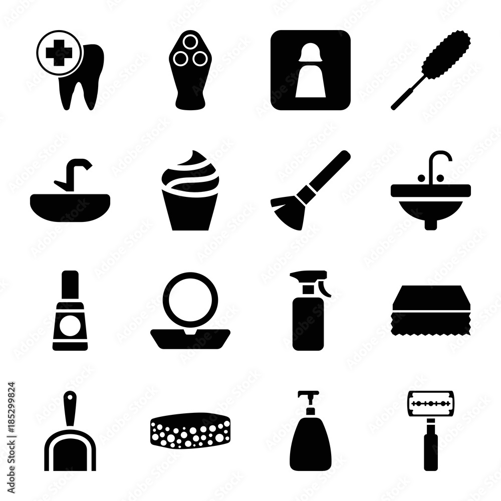 Sticker Set of 16 hygiene filled icons