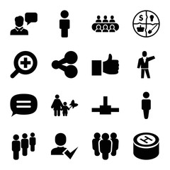 Social icons. set of 16 editable filled social icons