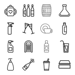 Liquid icons. set of 16 editable outline liquid icons