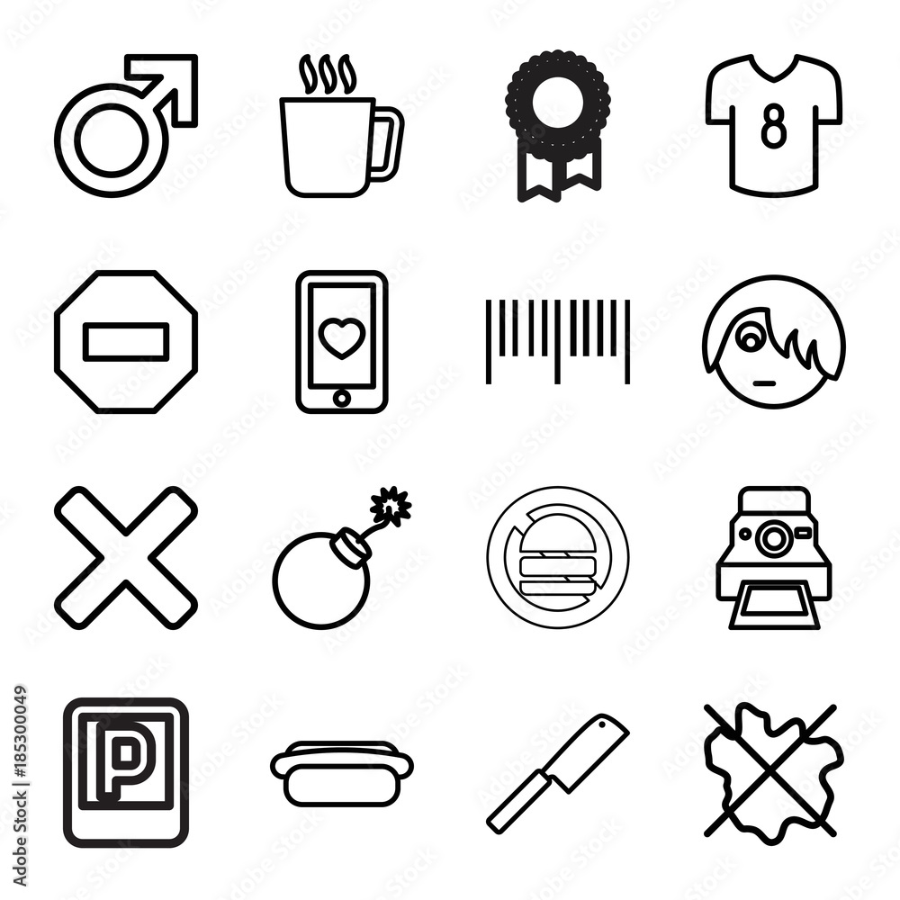 Poster label icons. set of 16 editable outline label icons