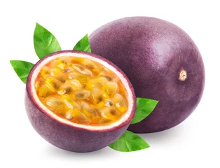 Foto op Plexiglas Passion fruit with leaves isolated © kate