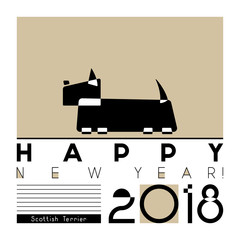 Card with a stylized Scottish Terrier dog on graphic background