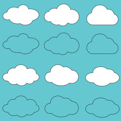 Clouds line art icon.Sky flat illustration collection for web.