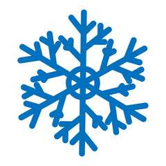Blue vector snowflake isolated on white background. Flat icon with christmas and winter theme. Simple snow symbol illustration.