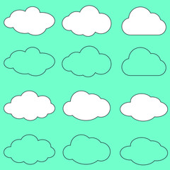 Clouds line art icon.Sky flat illustration collection for web. Vector illustration