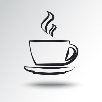 Cup of hot drink, outline design. Vector illustration