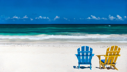 Colorful chairs on beach
