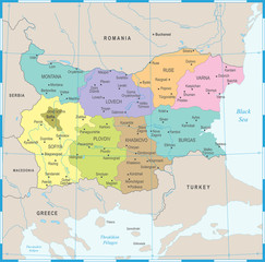 Bulgaria Map - Detailed Vector Illustration