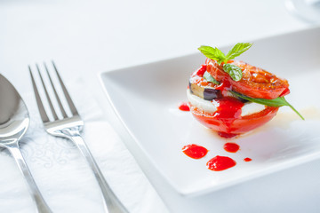 Tomato mozarella eggplant
