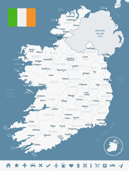 Fototapeta premium Ireland - map and flag Detailed Vector Illustration