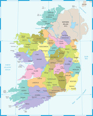 Ireland Map - Detailed Vector Illustration