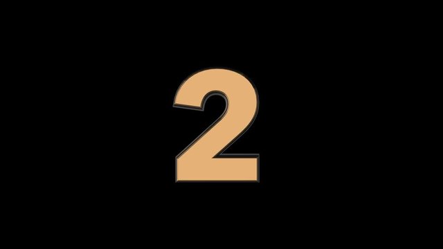  Two - 3D animated Golden Cinematic Text Number Falling 