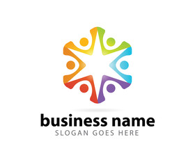 community cooperation leader success achievement vector logo design