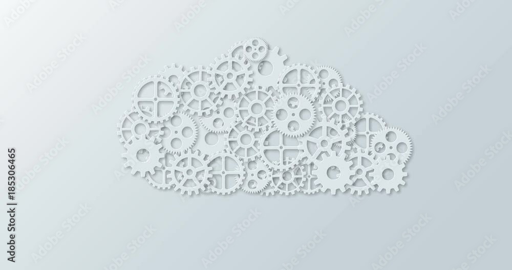 Poster animation modern concept computer cloud and mechanism gear.