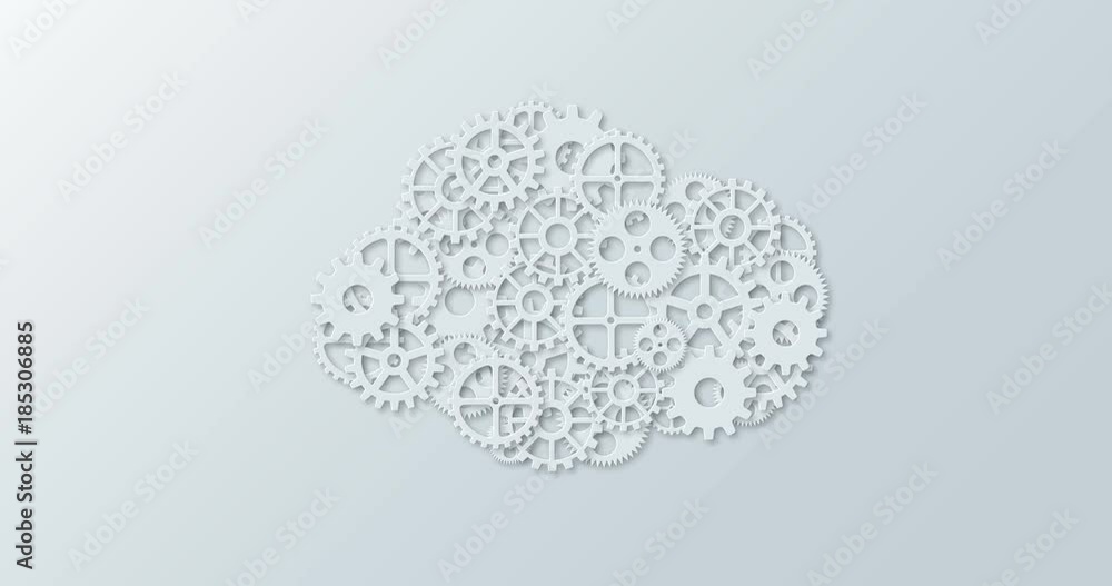 Poster animation modern concept computer cloud and mechanism gear.
