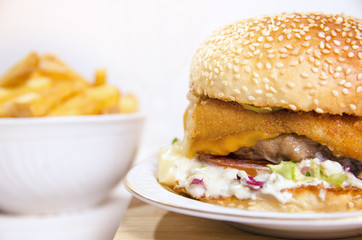 macro shot of burger