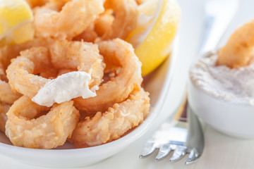 Fried calamari rings