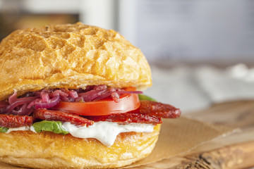 Turkish sucuk burger