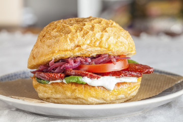 Turkish sucuk burger