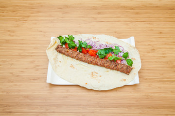 Turkish adana kebap with rice