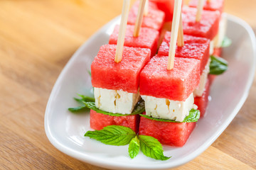 Watermlon feta skewer