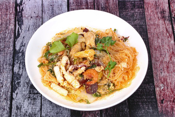 Japanese food,Sukiyaki in semi-dry style as fried mixed vegetable .