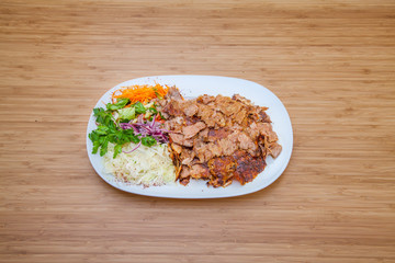 Turkish kebap meat with vegetables