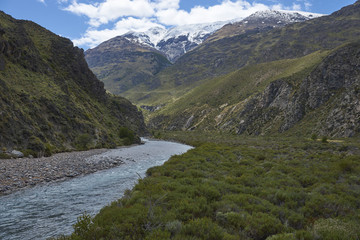 Fototapeta na wymiar Rio Aviles O Pedregoso in Valle Chacabuco in northern Patagonia, Chile