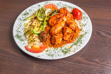 Marinated grilled chicken with vegetables