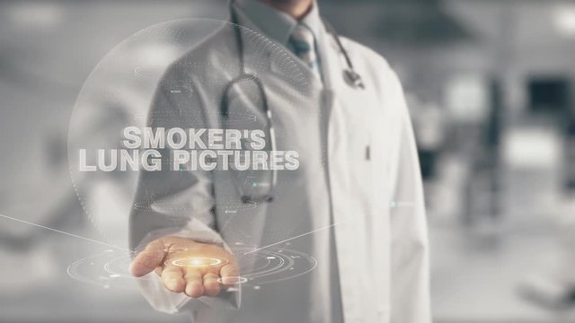 Doctor holding in hand Smoker's Lung Pictures
