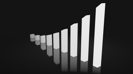 A white sharp rising graph angled to the left